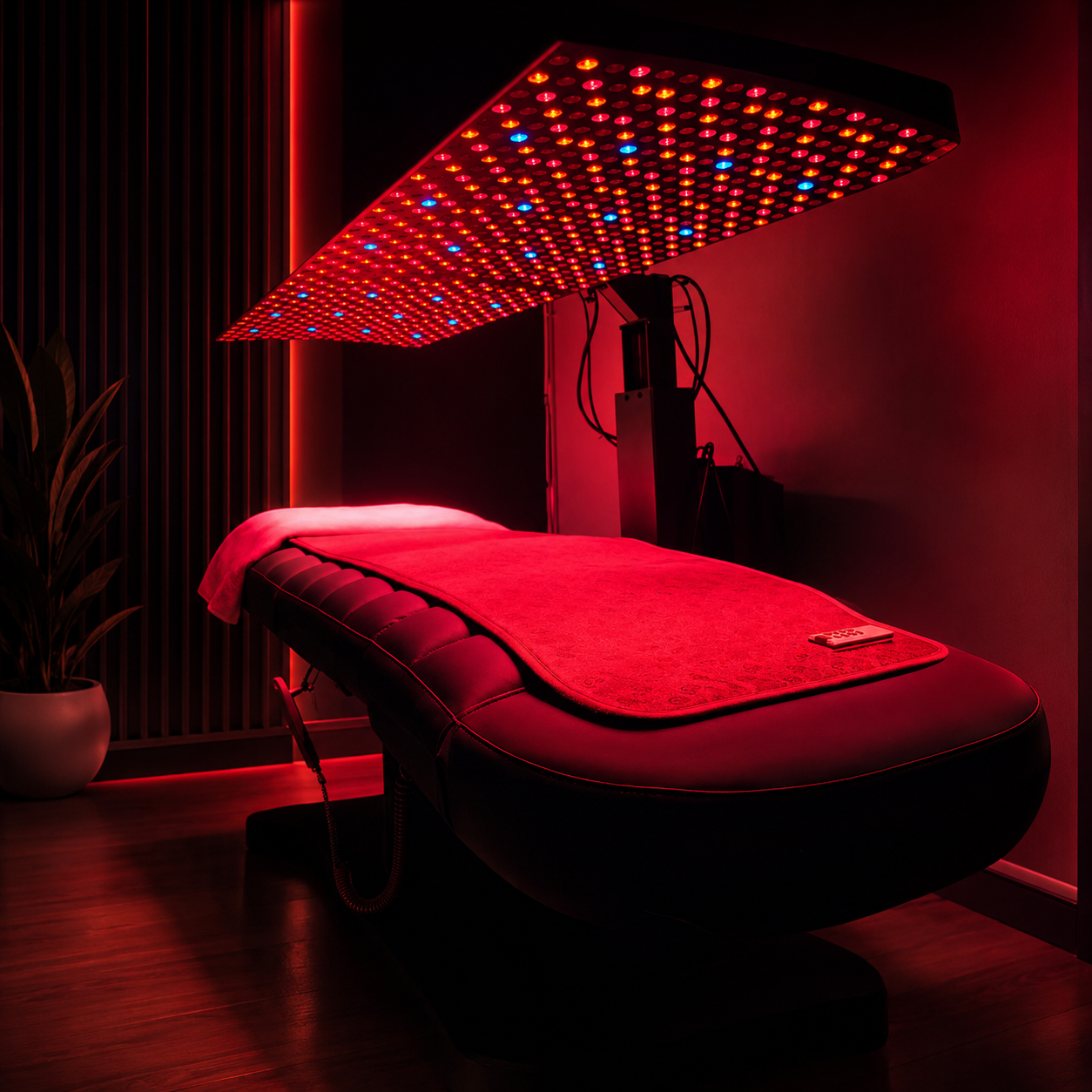 Red light therapy bed inside Renew wellness and recovery studio at David Lloyd Stockton-on-Tees